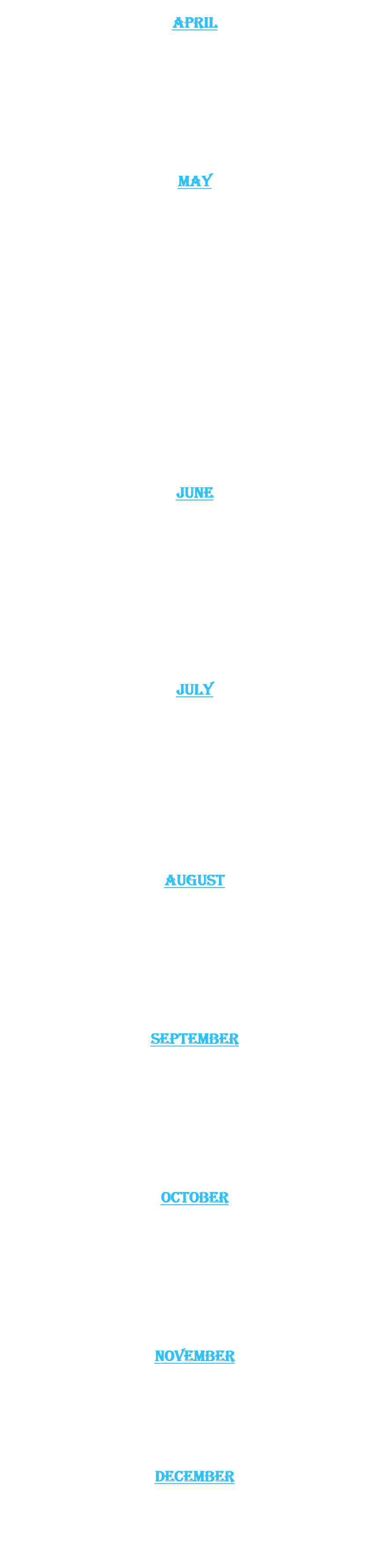 &nbsp;april Friday - 4/24 Wakefield Tavern 7-10pm Saturday - 4/25 Gizmo (Durham) 5-8pm Thursday - 4/30 O'Malley's Pub 7-11pm may Saturday - 5/9 Mother's day Market @ Mystic Farms 12-4pm Friday - 5/15 Abbey Road (Cary) 7-10pm Saturday - 5/16 The Slammer 7-10pm Friday - 5/22 Gizmo (Raleigh) 6-9pm Saturday - 5/23 Gizmo (Durham) 5-8pm Friday - 5/29 Wakefield Tavern 7-10pm Saturday - 5/30 Private Party June Saturday - 6/6 Private Party 2-5pm Sunday - 6/14 Private Party 4-7pm Saturday - 6/20 Gizmo (Durham) 5-8pm Friday - 6/26 Wakefield Tavern 7-10pm July Friday - 7/10 Gizmo (Raleigh) 6-9pm Saturday - 7/18 Unwined on White Rooftop 7-9pm Saturday - 7/25 Gizmo (Durham) 5-8pm Friday - 7/31 Wakefield Tavern 7-10pm august Saturday - 8/22 Gizmo (Raleigh) 6-9pm Friday - 8/28 Wakefield Tavern 7-10pm Saturday - 8/29 Gizmo (Durham) 5-8pm september Friday - 9/18 The Slammer 7-10pm Friday - 9/25 Wakefield Tavern 7-10pm Saturday - 9/26 Gizmo (Durham) 5-8pm october Friday - 10/16 Gizmo (Raleigh) 6-9pm Saturday - 10/24 Gizmo (Durham) 5-8pm Friday - 10/30 Wakefield Tavern 7-10pm november Saturday - 11/21 Gizmo (Durham) 5-8pm Friday - 11/27 Wakefield Tavern 7-10pm december Saturday - 12/12 The Slammer 7-10pm Friday - 12/18 Wakefield Tavern 7-10pm